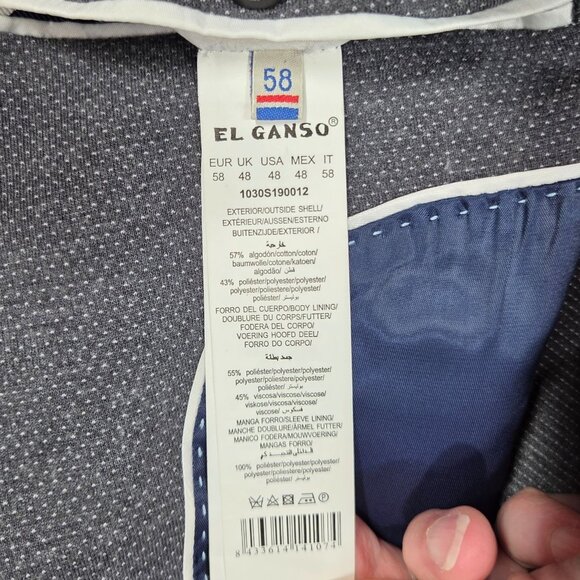 El Ganso Sport Coat Mens 48 Gray Microdot Unstructured Preppy Blazer Jacket - Picture 4 of 14